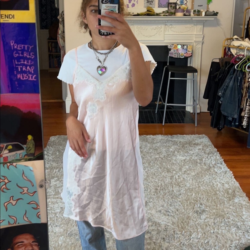 Pink slip dress